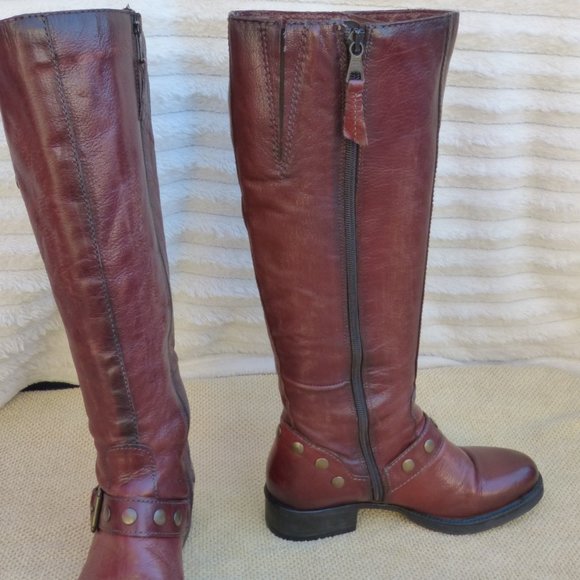 SOLD MJUS RUSTIC BROWN TALL LEATHER BOOTS SZ 36 - Picture 3 of 13